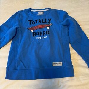 Life Is Good Kids Totally Board Blue Sweatshirt